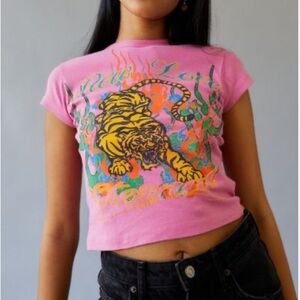 Urban Outfitters Pure Love Tiger Baby tee in pink